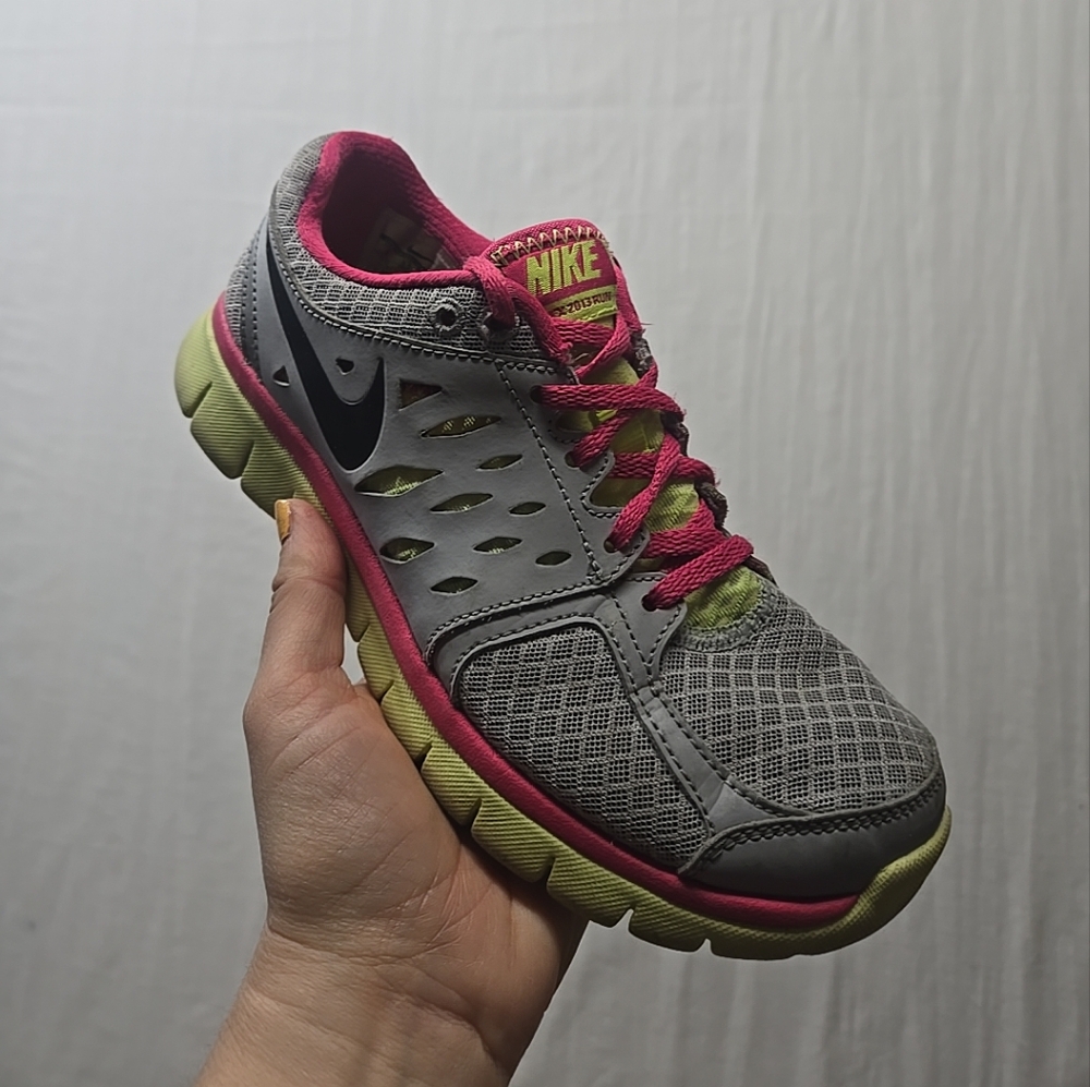 Nike Flex Fitsole 580440-015 Pink/Gray/Neon Running Sneakers Women’s US‎ Size 6